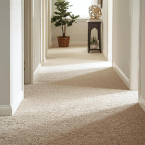 High-traffic carpet area showing subtle wear from delayed professional cleaning